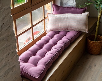 Custom Cushion for Bench, Linen Bench Cushion, Tufting bench cushion , Window cushion, Window Seat, French Cushion, Floor Pillow