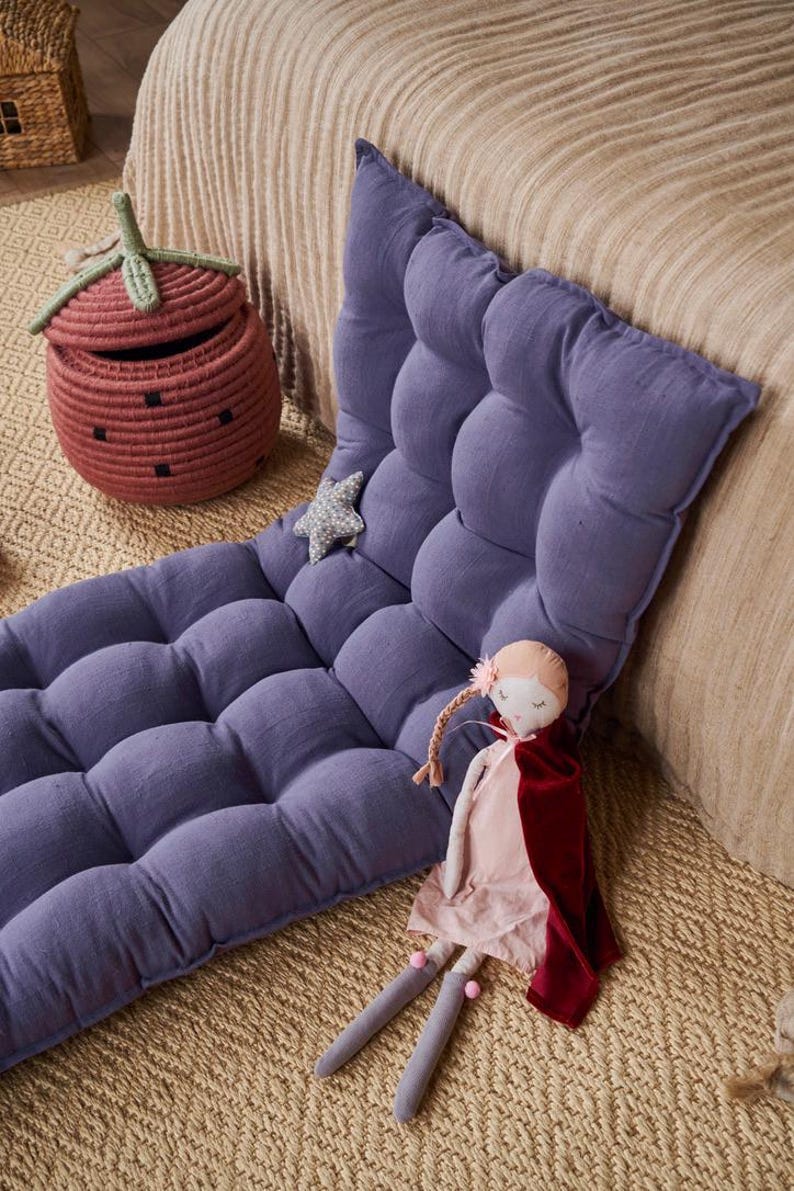 Large Floor Cushion for Reading Nooks and Low Seating, Linen Floor Pillow, Custom Bench Cushion image 8
