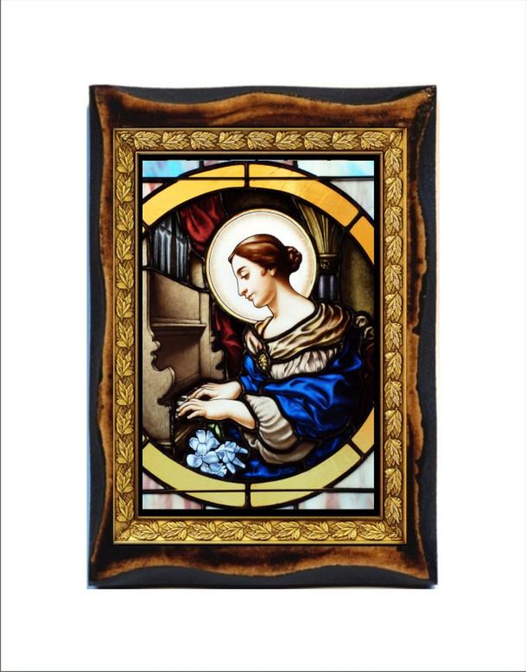 Saint Cecilia - Holy Card - Handmade Wood Plaque - Etsy