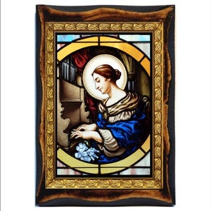 Santa Cecília - Cecília de Roma - Santa Cecília - Cecília de Roma - Cecília di Roma - Cacilia von Rom - Madeira artesanal, Cartão sagrado em placa