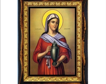 Święta Maria Magdalena – Obrazek Święty – Ikona na ręcznie wykonanej drewnianej tabliczce, Prawosławna Sztuka Religijna