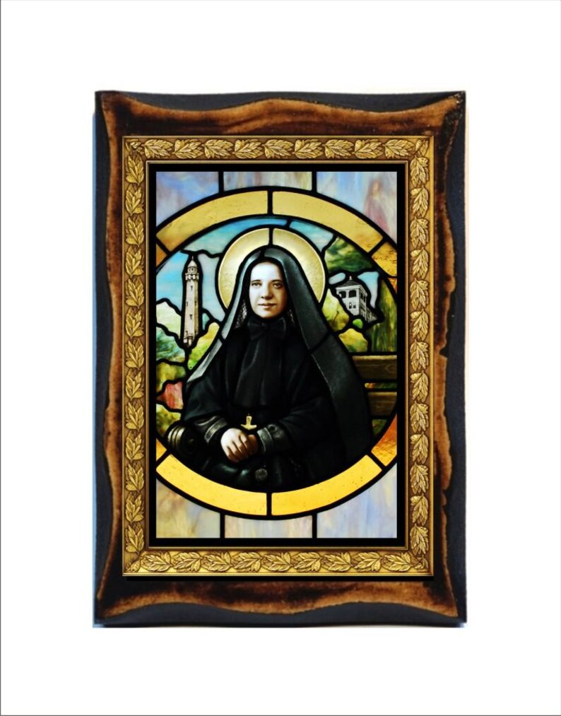 St. Frances Xavier Cabrini - Holy Card - Icon on Handmade Wooden Plaque ...