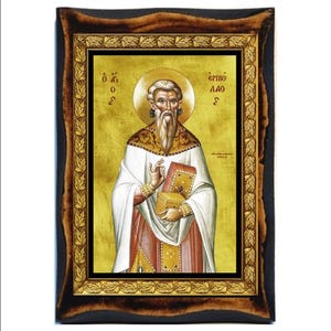 Saint Ermolaos - San Ermolao - Sant'Ermolao - Święty Ermolaos - Свети Ермолаос - São Ermolao - Legno fatto a mano, Santino su placca