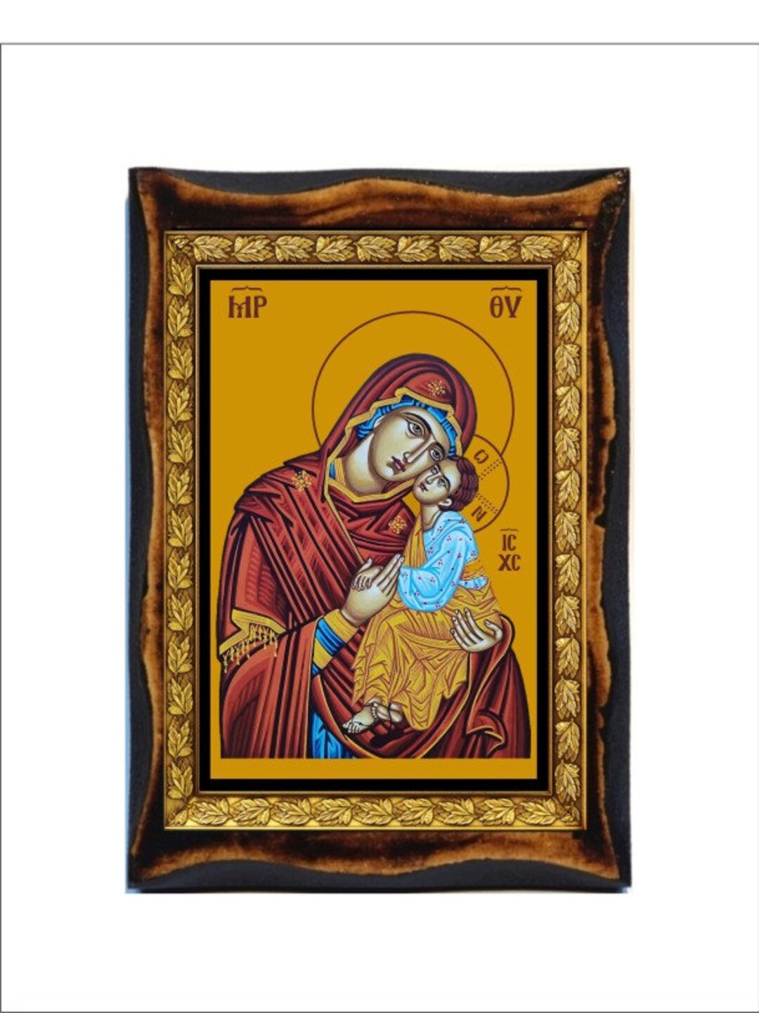 Virgin Mary the Sweetheart - Holy Card - Icon on Handmade Wooden Plaque ...