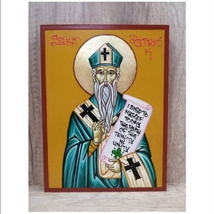 Saint Patrick - Patrick di Irlande - Saint Patrice - Patrick of Ireland - San Patricio -San Patrizio Handmade and Hand Painted Original Icon