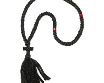 Prayer Rope 100 knots wool with Holy Myrrh - Authentic Prayer Rope with Red beads - Rosaire - Komboskini - Rosario - Cordon de oracion