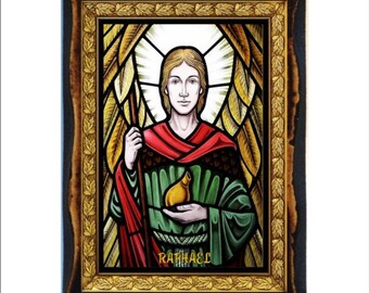 24K金箔を施した手作りの大天使ラファエルの木製アイコン - Etsy 日本