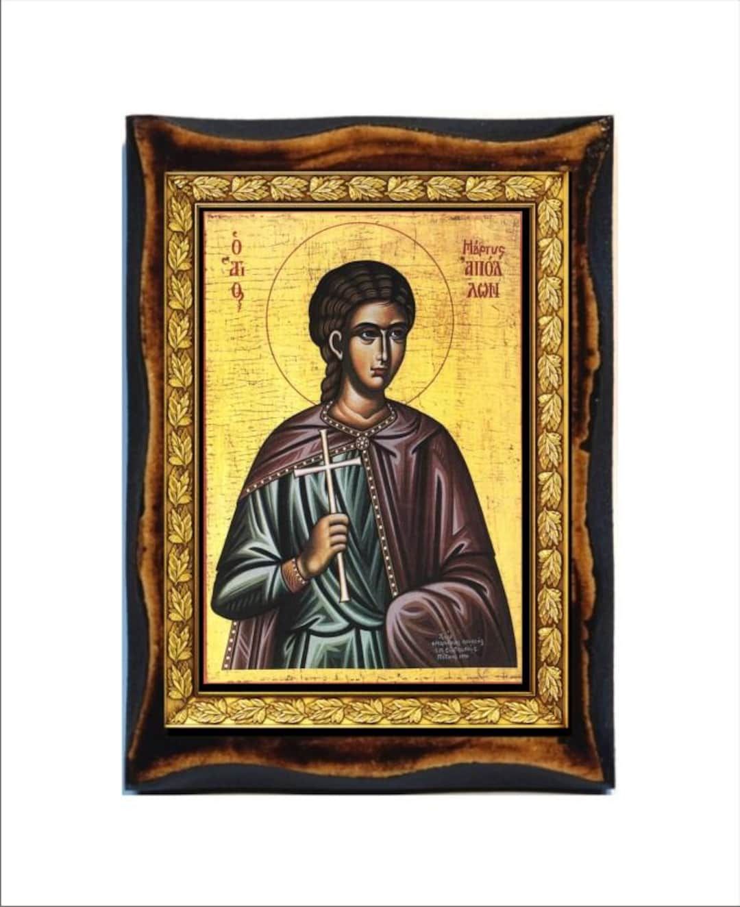 Saint Apollo Saint Apollo - Holy Card - Icon on Handmade Wooden Plaque, Orthodox ...