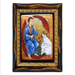 San Cædmon di Whitby - Cedmon z Whitby - Caedmon - Cadmon - Legno fatto a mano, Immagine sacra su targa