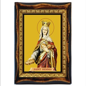 Saint Hemma - Holy card - Handmade wood plaque