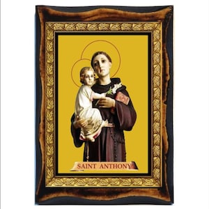 Saint Anthony of Padua - Holy card - Handmade wood plaque