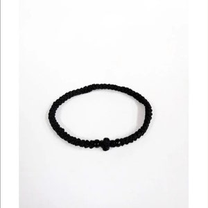 Corde à prières 50 noeuds en soie avec myrrhe - Authentique corde à prières avec perle noire - Chapelet à main - Saint chapelet - Komboskini - Chapelet