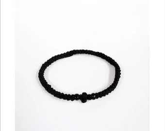 Silk Prayer Rope: 50 Knots, Holy Myrrh, Black Bead Rosary