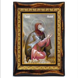 Saint Austol - Sankta Aŭstol - Sant'Austolo - San Austol - Święty Austol - Santo Austol - Саинт Аустол - Legno fatto a mano, Immagine sacra su targa