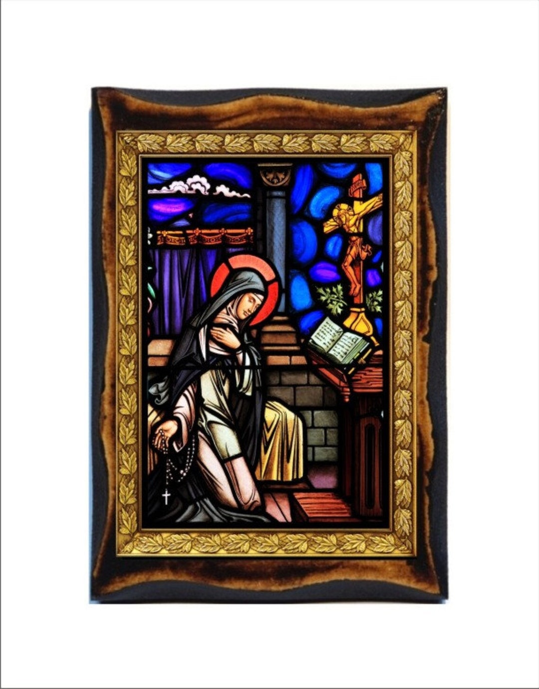 Saint Margaret Mary Alacoque - Holy Card - Icon on Handmade Wooden ...