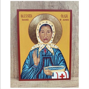 Święta Olga z Alaski - Święta Matuszka Olga Michał z Alaski - Błogosławiona Matka Olga - Ręcznie wykonana i ręcznie malowana oryginalna ikona