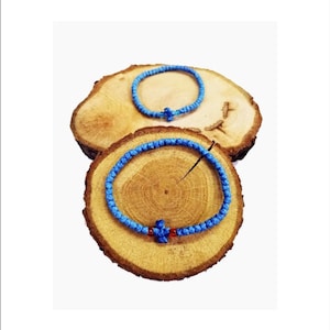 Corde de prière 50 nœuds en soie avec myrrhe sacrée - Corde de prière authentique couleur bleu clair - Chapelet pour la main - Saint Rosaire - Komboskini - Perles de prière