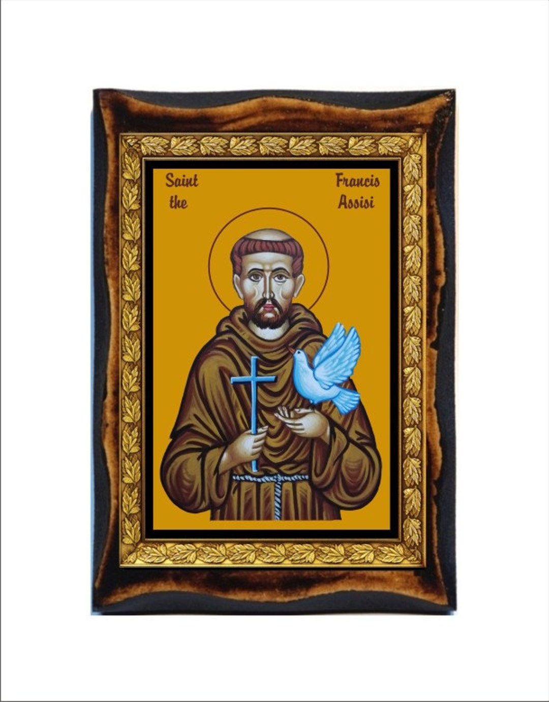 Saint Francis of Assisi - Icon on Handmade Wooden Plaque, Catholic ...