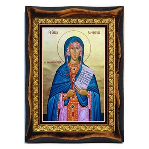 Saint Euphemia - Santa Eufemia - Sainte Euphémie - Sant'Eufemia - Eufemia - Евфимия - Eufemia Handgemaakt hout, Ηoly-kaart op plaquette