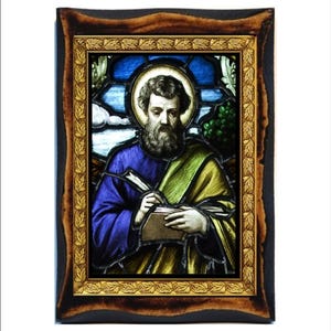 San Barnaba-Apostolo Barnabas-San Barnaba-Święty Barnaba-San Bernabé-São Barnabé-Свети Варнава-Varnavas-Legno fatto a mano, Santino su placca