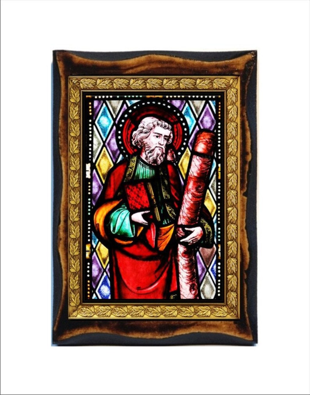 Saint Andrew Apostle - Icon on Handmade Wooden Plaque, Catholic ...