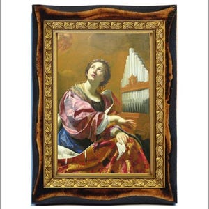 Saint Cecilia - Cecile de Rome - Santa Cecilia - Cecilia de Roma - Cecilia di Roma - Cacilia von Rom - Handgemaakt hout, heilige kaart op plaquette