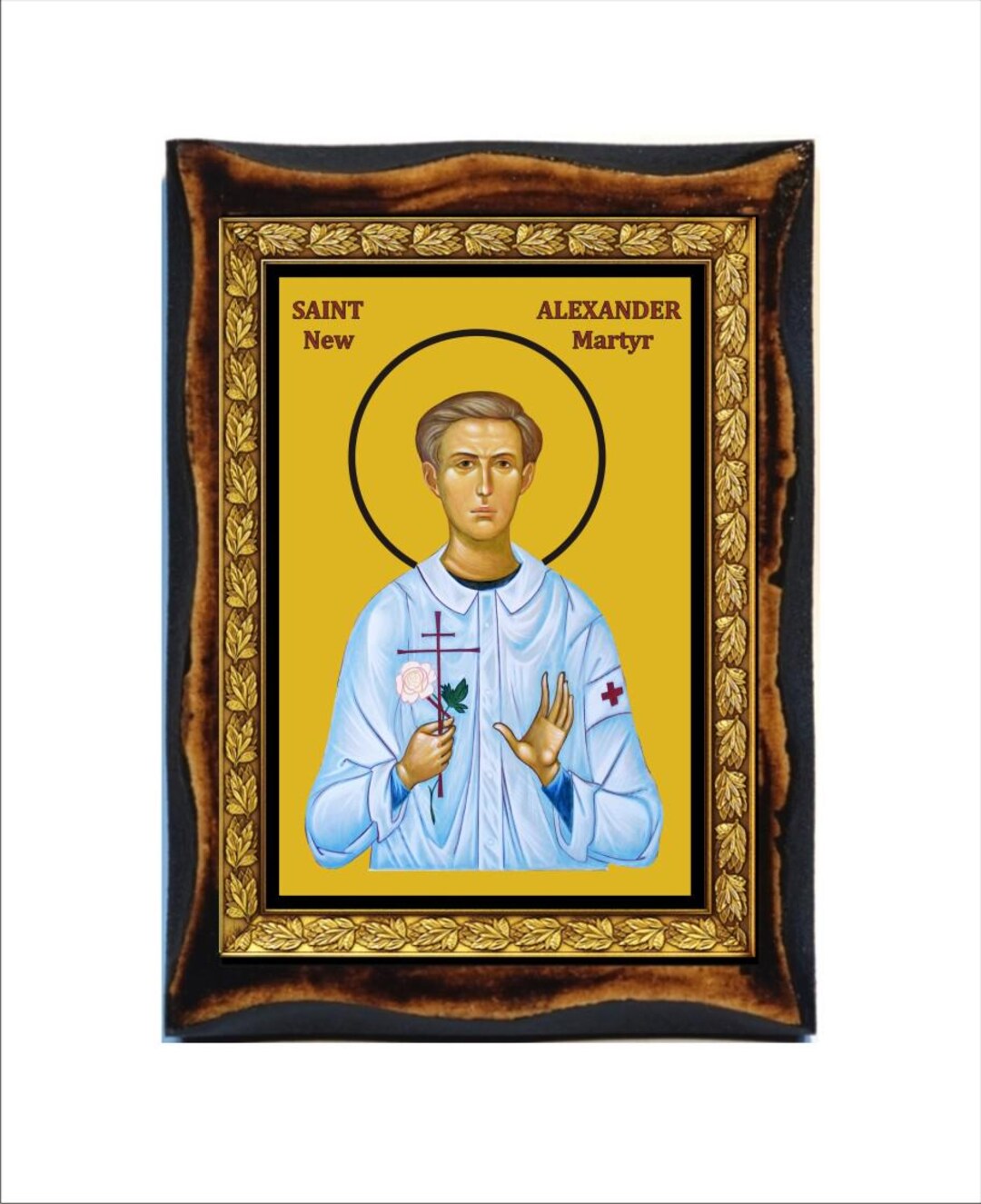 New Martyr Alexander - Holy Card - Icon on Handmade Wooden Plaque ...