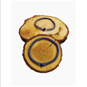 Corde de prière 50 noeuds en soie avec sainte myrrhe - Authentique corde de prière de couleur bleue - Chapelet à main - Saint chapelet - Komboskini - Chapelet