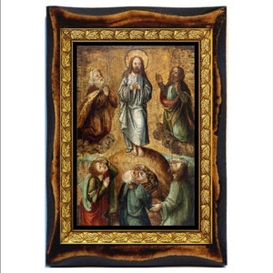 Ascension of Jesus Plaque - Holy card - Handmade wood plaque