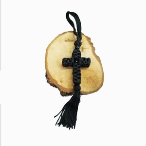 Ηandmade knitted Cross for a car - Car Rear View Mirror Charm - Car Hanging knitted Cross - Prayer Cross hanging - Birthday Gift For Friend