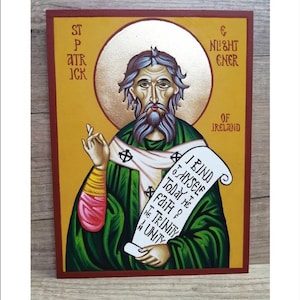 Saint Patrick - Patrick di Irlande - Saint Patrice - Patrick of Ireland - San Patricio -San Patrizio Handmade and Hand Painted Original Icon