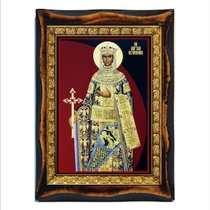 Saint Helena - Holy card - Handmade wood plaque