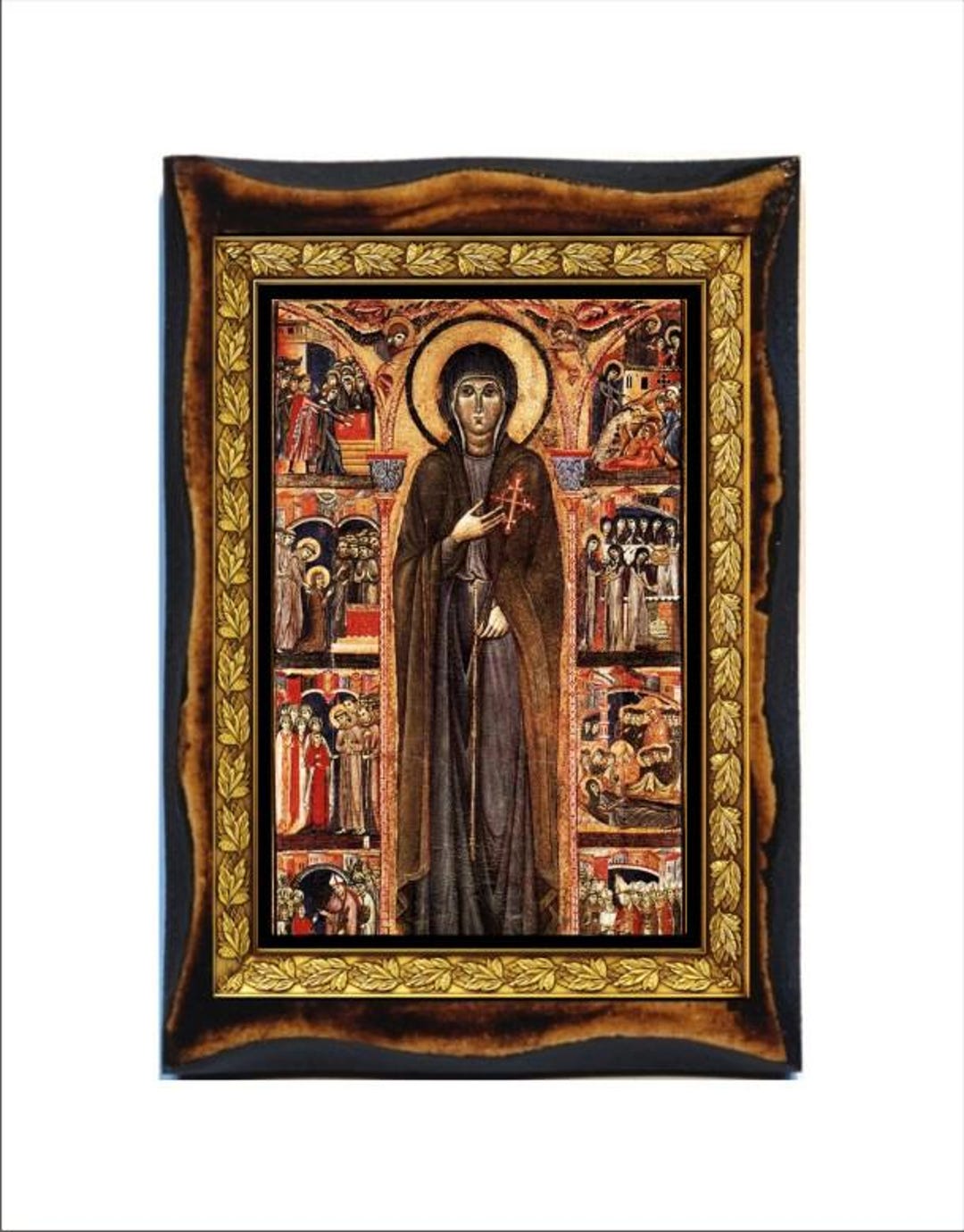 Saint Clare of Assisi - Holy Card - Icon on Handmade Wooden Plaque ...
