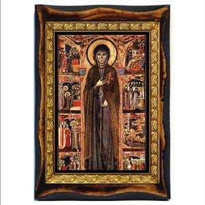 Saint Clare of Assisi - Holy Card - Icon on Handmade Wooden Plaque, Catholic Religious Art