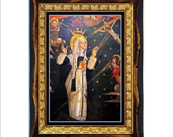 Santa Catalina de Siena - Estampa - Placa de madera hecha a mano