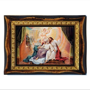 La felice morte di San Giuseppe - La felice morte di San Giuseppe - Giuseppe, padre di Gesù. Icona in legno fatta a mano su targa, ortodossa, cattolica, altare
