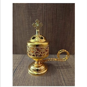 Metal Censer Gold - Thurible - Incense Burner Censer Orthodox Catholic - Thurible metal censer - Censer Bronze Thurifer Mount Athos