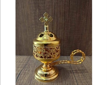 Metal Censer Gold - Thurible - Incense Burner Censer Orthodox Catholic - Thurible metal censer - Censer Bronze Thurifer Mount Athos