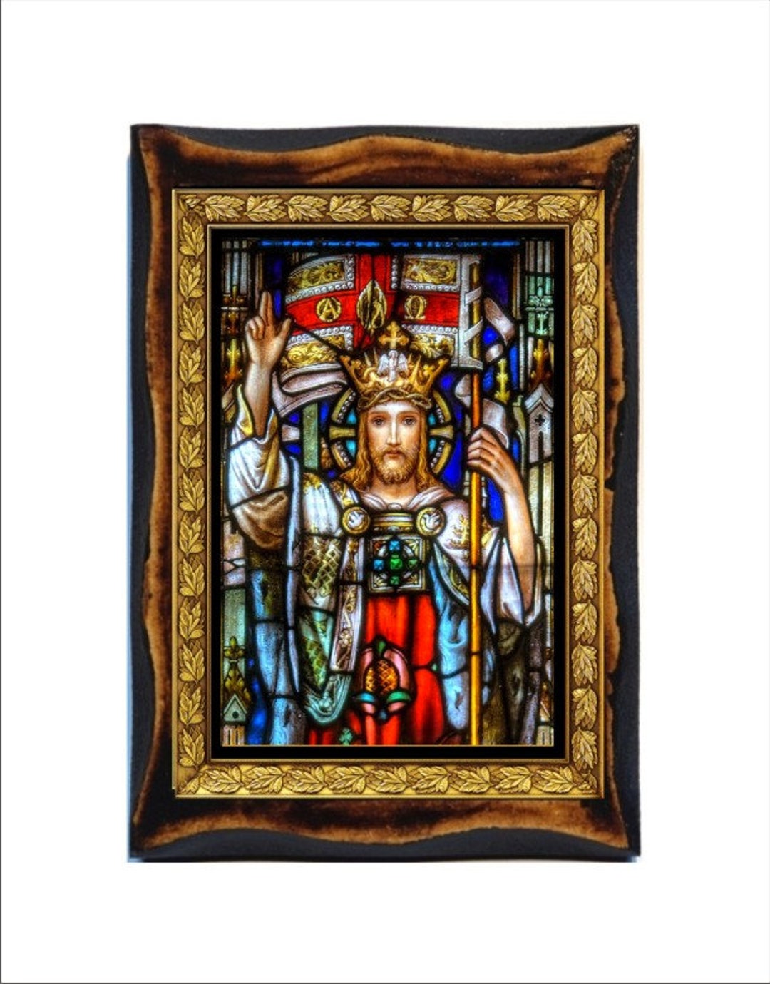 Christ the King - Holy Card - Icon on Handmade Wooden Plaque, Orthodox ...