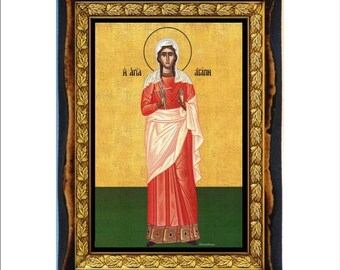 Heilige Agapi - heilige kaart - pictogram op handgemaakte houten plaquette, orthodoxe religieuze kunst