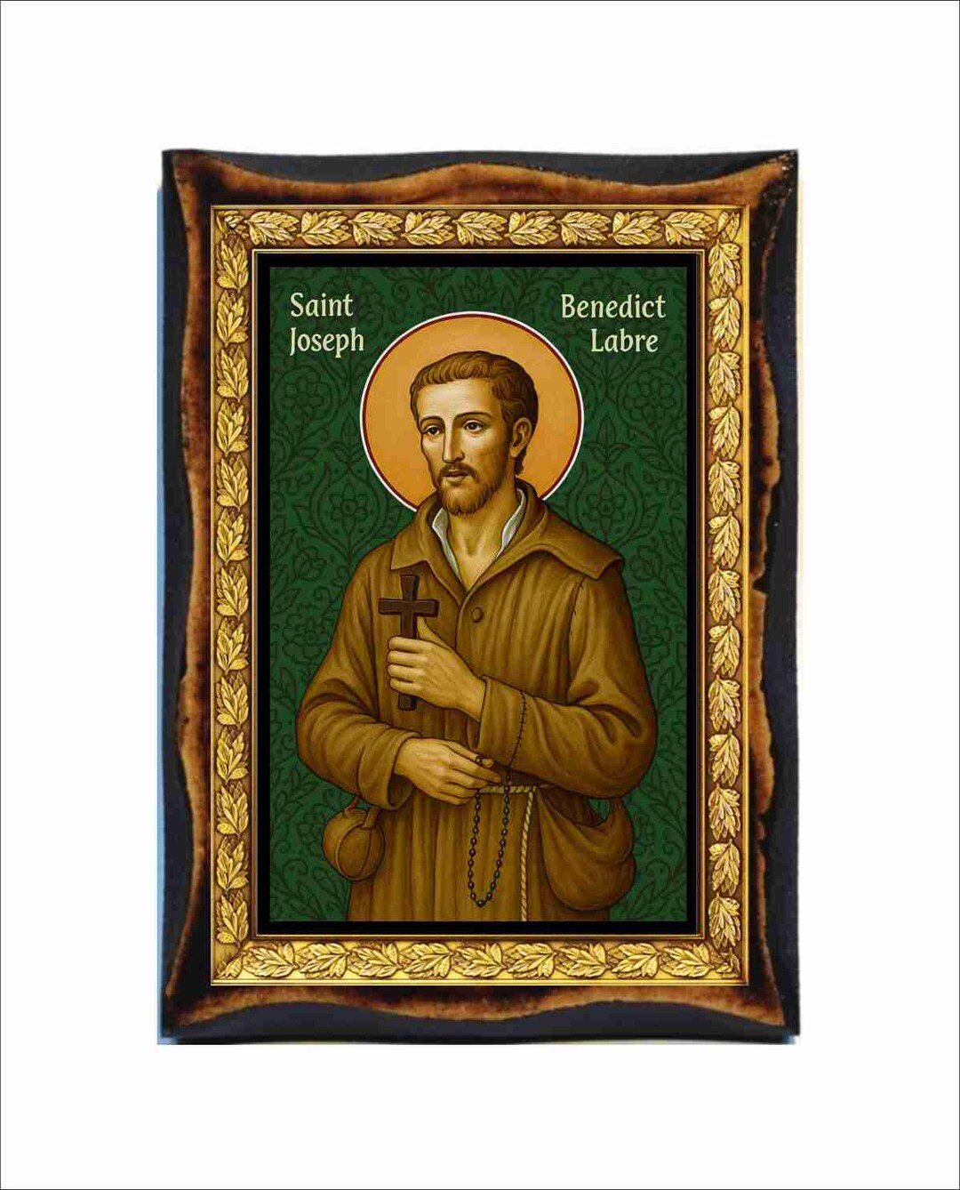 Saint Benedict Joseph Labre - Holy Card - Icon on Handmade Wooden ...