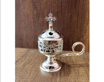 Metal Censer Silver - Thurible - Incense Burner Censer Orthodox Catholic - Thurible metal censer - Censer Silver Thurifer Orthodox,Catholic