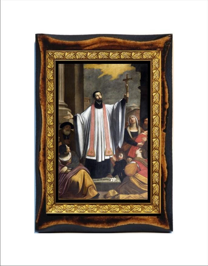 Saint Francis Xavier - Holy Card - Icon on Handmade Wooden Plaque ...