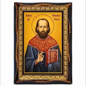 San Demetrio de París - Estampa - Placa de madera hecha a mano