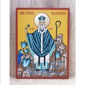 Saint Patrick - Patrick di Irlande - Saint Patrice - Patrick of Ireland - San Patricio -San Patrizio Handmade and Hand Painted Original Icon