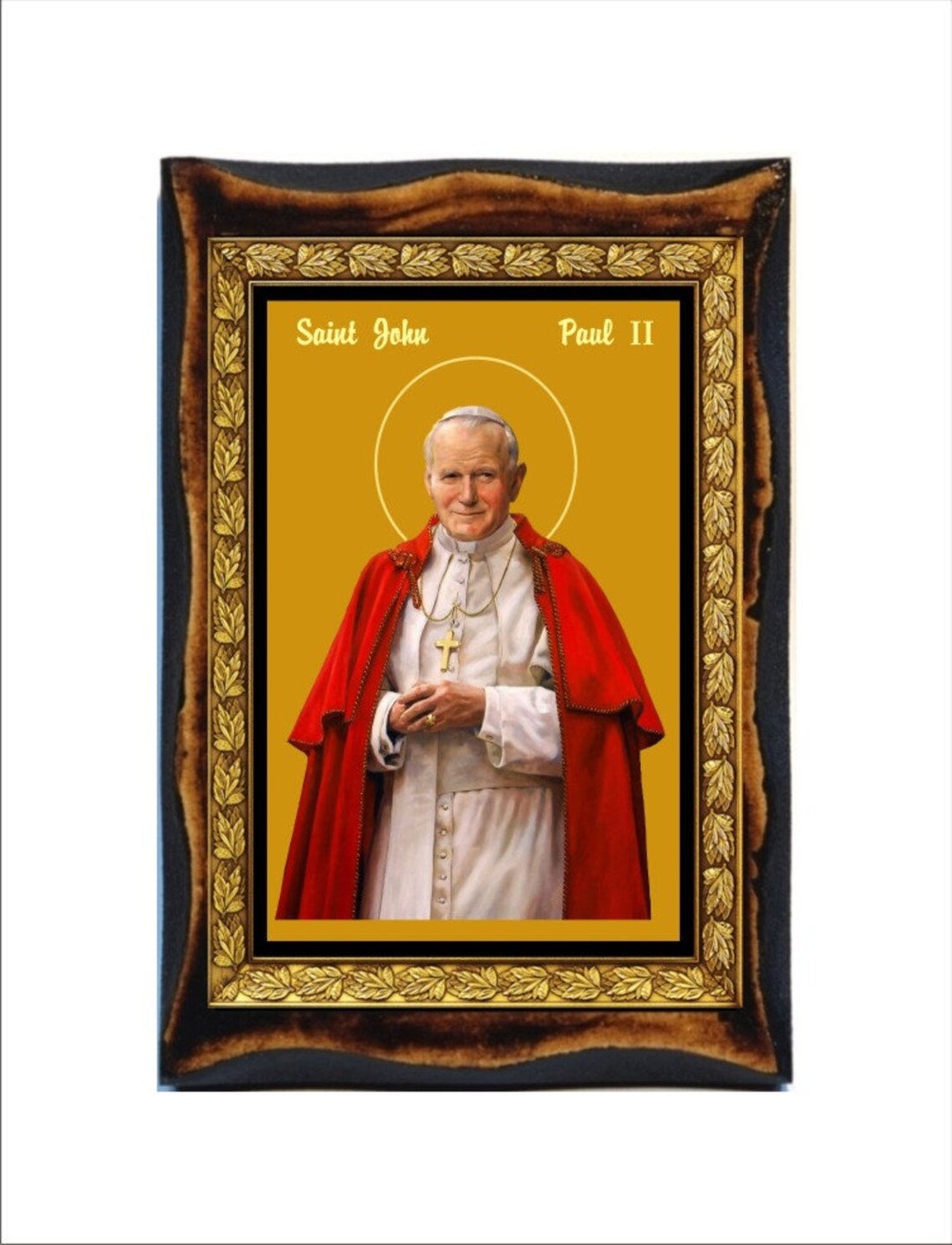 Pope John Paul II - Holy Card - Icon on Handmade Wooden Plaque ...