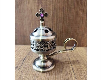 Metal Censer Old Bronze - Thurible - Incense Burner Censer Orthodox Catholic - Thurible metal censer - Censer Bronze Thurifer