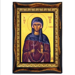 Saint Elpinike - San Elpinike - Santo Elpinike - Święta Elpinike - Свети Елпинике - Legno fatto a mano, Santino su placca