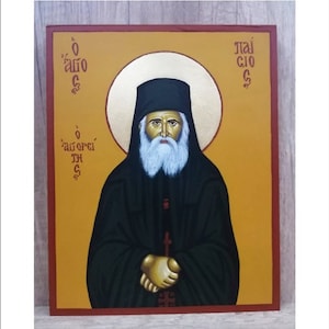 Saint Paisios of Mount Athos - Saint Paisios - Païssios du Mont Athos - San Paisios - Padre Paisios -Handmade and Hand Painted Original Icon