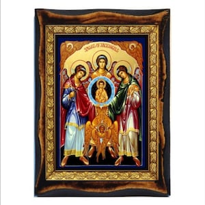 Archangels Michael, Gabriel, Raphael - Holy card - Handmade wood plaque